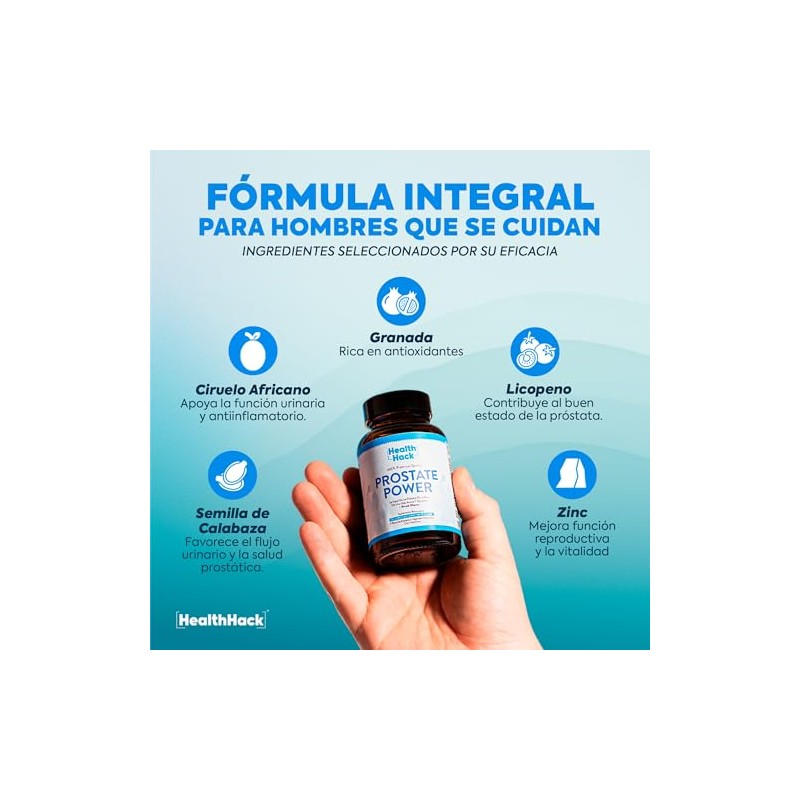 Health Hack Prostate Power Suplemento Avanzado Salud Próstata Fórmula Natural
