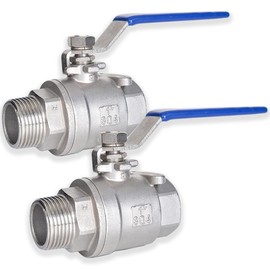 1 Inch Ball Valve, Heavy Duty Male NPT (MNPT) X Female NPT (FNPT) Thread Shut-Off Valve, 304 Stainless Steel NPT Full Port Forged 1" Ball Valve for Water Oil and Gas, 1000 WOG (2 pieces)