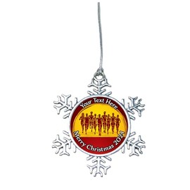 Running Runner Track Christmas Silver Ornament Snowman Snowflake or Bulb Choose Your Text (Snowflake)