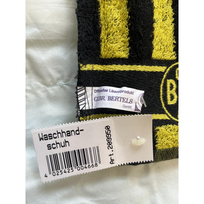 Borussia Dortmund BVB Wash Mitt Black/Yellow 15/21 cm Football Fan