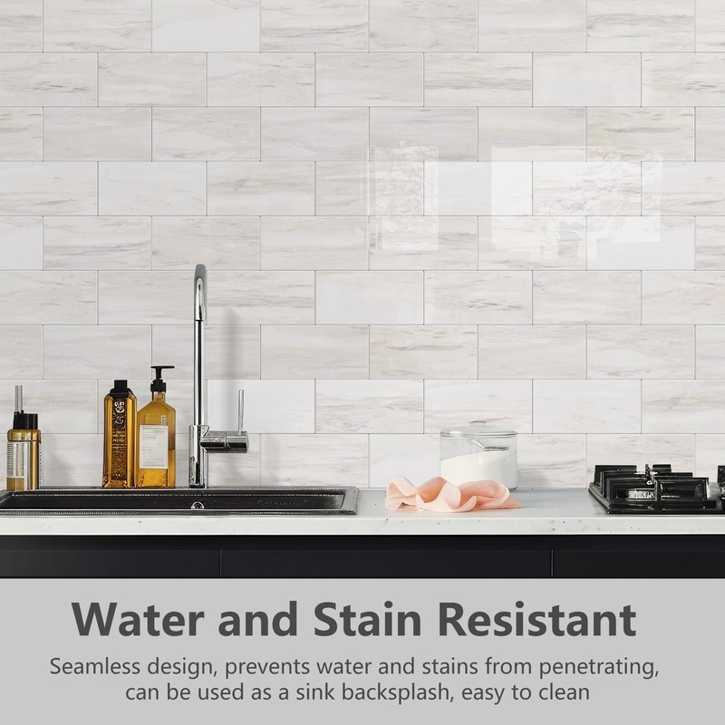 STICKGOO Subway Tile Peel and Stick Backsplash, Glossy Light Brown