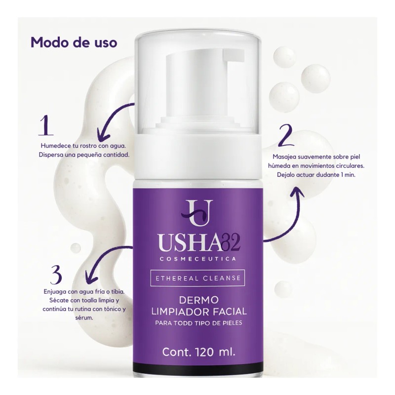 Usha32 Dermolimpiador Facial Con Lavanda Y Té Verde 120 Ml
