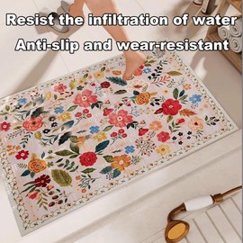 Rugs for Entryway Washable Front Door Area Rug Indoor Rubber Backed Kitchen Area Rug Front Porch Mat Non Slip Woven Cotton Floor Carpet for Entryway Living Room (Beige, 24“*36” 60cm*91cm)