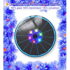 SZMP Solar Fountain Pump 3.5W Bird Bath Fountains with Blue Flower Upgraded Glass Panel, 7 Nozzle & 4 Fixer, Solar Powered Water Fountain for Garden, Pond, Outdoor (Colorful)