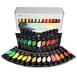 ARTIFY Premium Heavy Body Acrylic Paint Set, 36 Colors (1.29 oz, 38ml) with a Storage Box, Rich Pigments, Metallic Paints, Non-Fading, Non-Toxic Paints for Artist, Beginners, Adults & Kids, Art Supplies for Canvas Painting