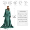 Fleece Wearable Blanket with Sleeves for Adult Women Men, Super