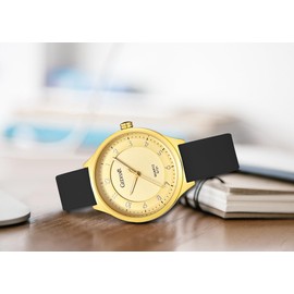 EAJOMIN Waterproof Women's Nursing Wrist Watch, Easy Read Dial, Rubber Silicone Band Analog Quartz Casual Fashion Sport Watch Gift for Nurse Ladies Teachers Students (G721 Gold)