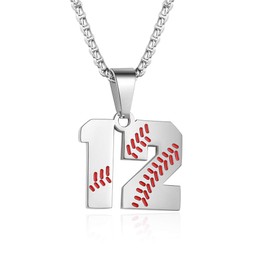 ZRAY Inspiration Baseball Jersey Number Necklace Stainless Steel Charms Number Pendant for Men (12)