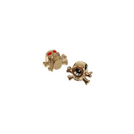 Set of 2 Valve Caps Skull with Bone, Gold