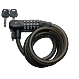 Diprolux Bicycle Lock Duo, Black, 2 Locking Options, High Security with 5 Digit Combination Code, Lock with Key, Length 120 cm, Steel Cable for Bicycle, Motorcycle, Scooter
