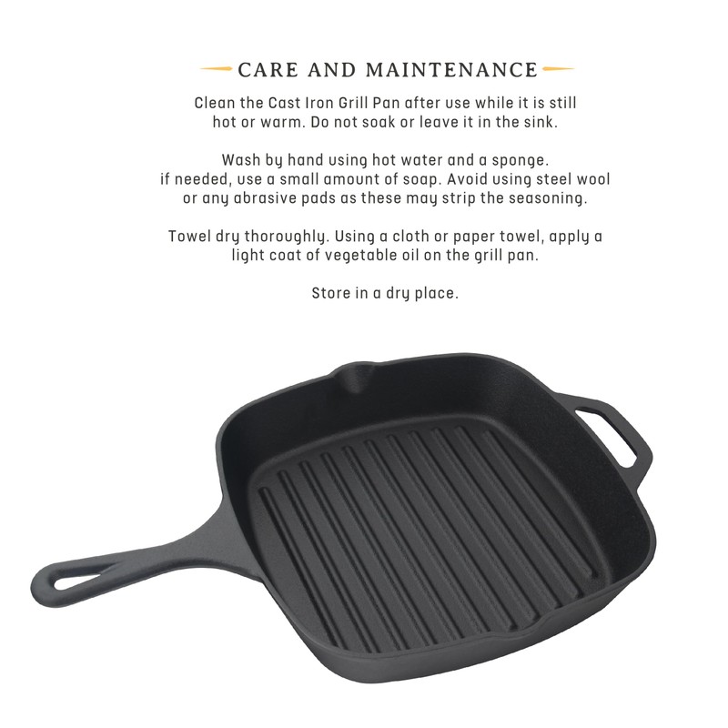 Jim Beam , Pre Seasoned Cast Iron Square Skillet with