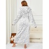RONGTAI Hooded Leopard Print Bathrobe for Women, Long and Thick
