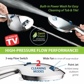 AquaCare AS-SEEN-ON-TV Antimicrobial 50-mode 3-way Shower Combo with Built-in Power Wash