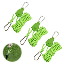 Reflective Tent Guy Ropes, 3Pcs 1/8 Inch 4mm Heavy Duty Rope Hanger, Cord Tent Guide Rope with Aluminum Adjuster for Outdoor Camping Hiking Awning Tents (Green)