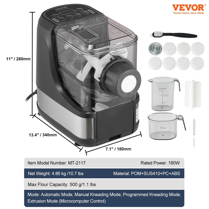 VEVOR Electric Pasta Maker, 150W Automatic Noodle Maker Machine with