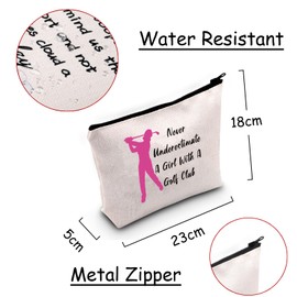 Funny Golf Cosmetic Bag Never Underestimate A Lady with A Golf Club Toiletry Bag Golf Survival Kit Bag Golfer Gift