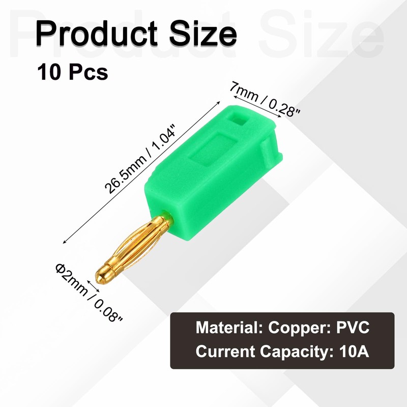sourcing map 10 Pcs 2mm Banana Plugs, 10A 7mm OD