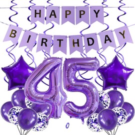 SNOWZAN Balloons 45th Birthday Decoration Purple 32 Inch Giant Number Balloons, Latex Foil Balloons, Pack of 25