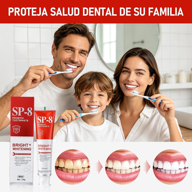 3PCS Sp-8 Probiotics Whitening Toothpaste, Fresh Breath Fresh Mint Flavor