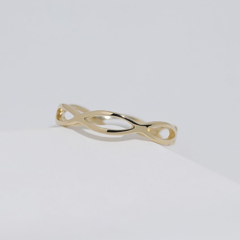 Sterling Silver Infinite Thumb Rings for Women Gold Pleated Stackable