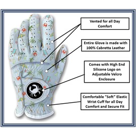 Beaches Booze Golf Gloves Funny - Men's 100% Cabretta Leather Left Right Hand Golfer Gag Gift All Weather Grip Adult Sizes Small Medium Large XL XXL