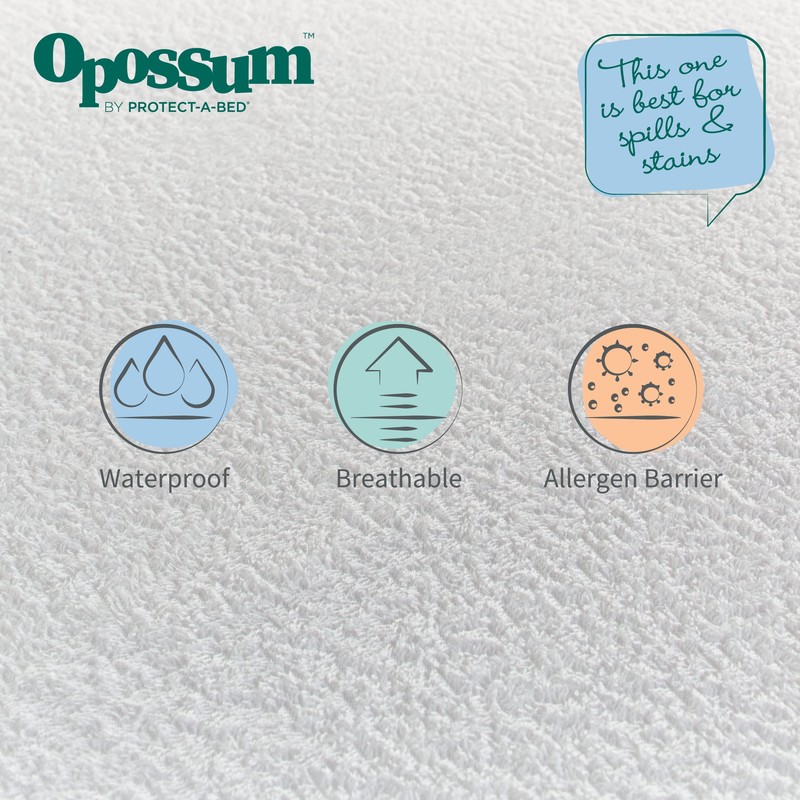 Opossum by Protect-A-Bed Cotton Terry Waterproof Pillow Protector, U Shaped