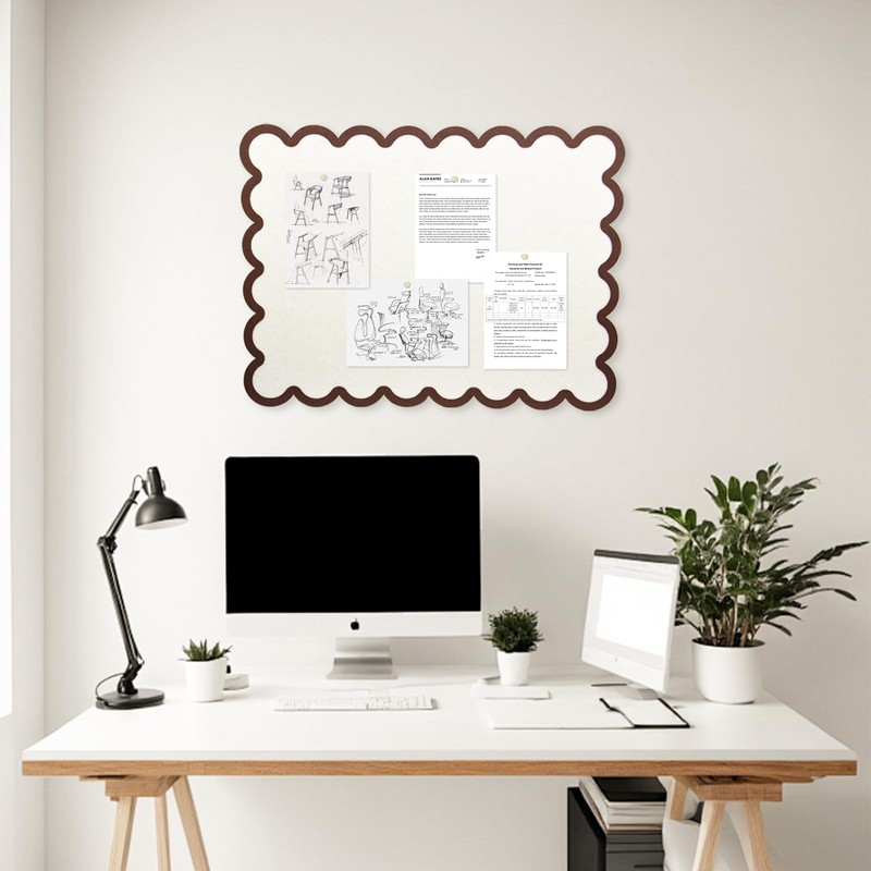 Aitakatta Scalloped Felt Bulletin Board, Self-Adhesive Cork Board Alternative, 31x24