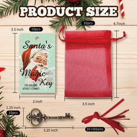 Santa Key for No Chimney Houses, 10 Sets Santa's Magic Key, Christmas Hanging Ornaments, Christmas Tree Decorations, Decor Key -MKEY01