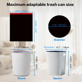 Ewingger 5 Gallon Drawstring Garbage Bags, Trash Can Liner Bag with Tie Handle, 3 Rolls/102 Counts, Black