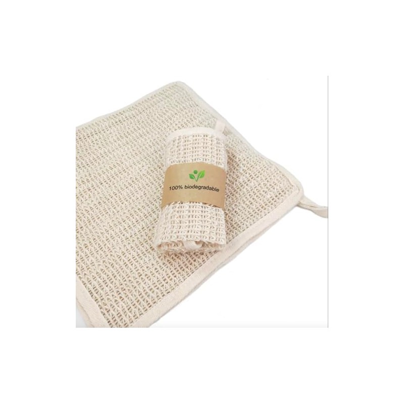 Toalla Esponja Exfoliante Sisal 100 Biodegradable Paño Lavado Natural Cuerpo
