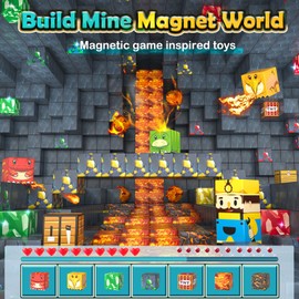 100PCS Dinosaur Toys Magnetic Blocks - Build Mine Magnet World Dinosaur Mine Adventure Set, Creative Jurassic Kids Games for 3-5 5-7 8-12 Boys, Sensory STEM Outdoor Toys for Boys&Girls Birthday Gifts