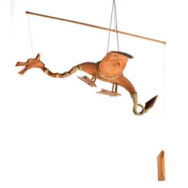 Tokoindah Handgefertigtes Bambuswindspiel aus Naturmaterialien – Auswahl: Drache, Vogel, Eule oder als Schwing-Figur – Gartendeko, sanfte Klänge & nachhaltiges Design, wetterfest (Drache-Single-M)