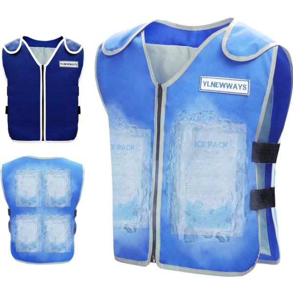 Unbranded High Visibility Cooling Vest with 24 Ice Packs -