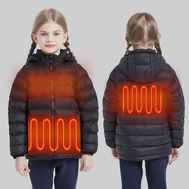 Norwell Heated Jacket - Lightweight, Water-Resistant Hooded Coat with 5V Battery for Boys & Girls - Size: 11-12Y