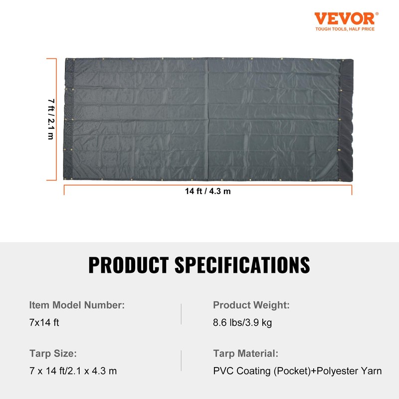 VEVOR Dump Truck Mesh Tarp, 7 x 14 ft, PVC