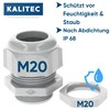 Pack of 10 Kalitec M20 Cable Gland Plastic 7.0-12 mm