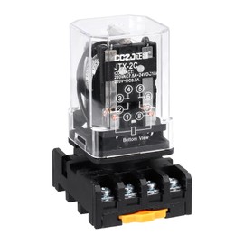 sourcing map DPDT Electromagnetic Power Relay, DC 24V Coil 10A 8 Pin MK2P-I Small Relay with Plug-in Terminal Socket Base 2NO 2NC JTX-2C