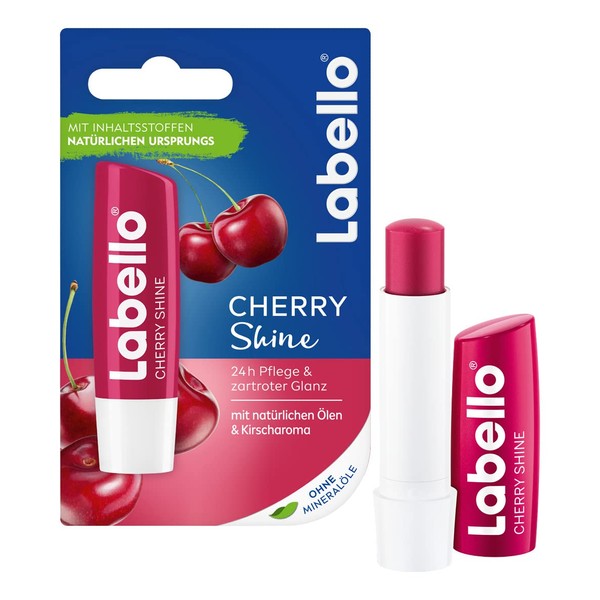 Labello Cherry Shine Lip Balm with Soft Red Shine and