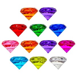 FSSTUD 12 Pcs 4cm Large Acrylic Diamonds Big Size Plastic Gems Faux Gemstone Crystals Fake Diamond Gem Jewels Treasure Chest Fillers Party Gemstone Decorations fot Easter Christmas
