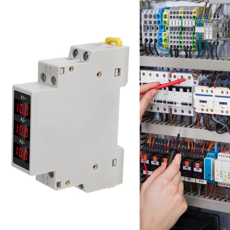 Digital 3 Phase DIN Rail Ammeter, LED Digital Display High
