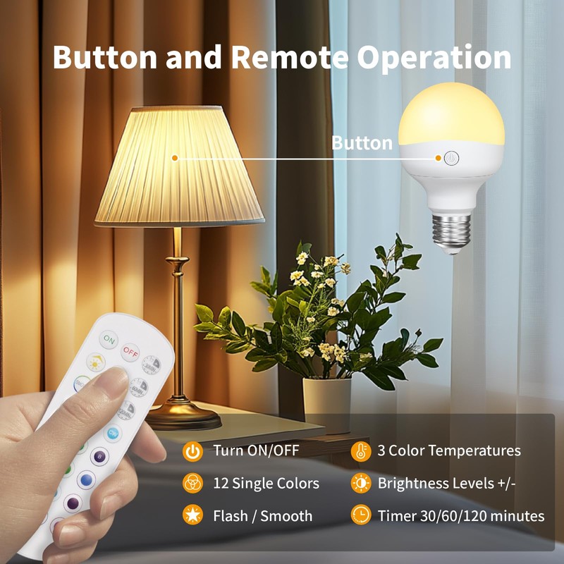 HISTAR Rechargeable Light Bulbs, 2500mAh Wireless Battery Operated Light Bulb