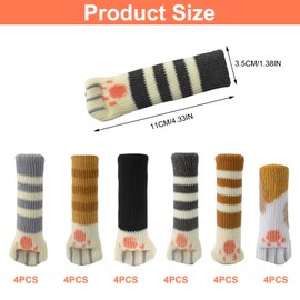 APOMOONS Chair Socks, Pack of 24, Elastic Chair Leg Protectors, Chair Leg Socks, Floor Protection, Knitted Chair Protectors, Feet, Non-Slip Mute Cat Paw Furniture Socks for Chair Legs, Table Legs