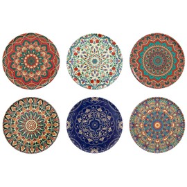 Totally Turkish – Patterned Drink Coasters Set of 6 – Giftable Design Drinks Mat Set – Non-Scratch Top & Non-Slip Cork Base (Anatolia)