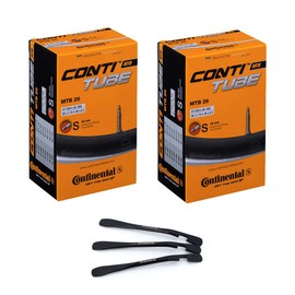 Set of 2 Continental Bicycle Inner Tubes MTB 26 Inch SV 42 mm 47/62-559 Including MSZweirad Metal Tyre Lever