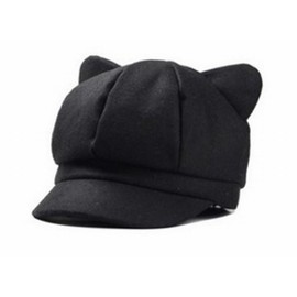 Capli Newsboy Cap with Cute Cat Ears, Cute, Chic, Adult, Accentuate Your Wardrobe - blk