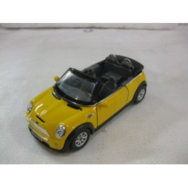 Mini Cooper S Convertible In Yellow Diecast 1:28 Scale By Kinsmart