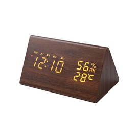 BIGFOX Radio Clock, Digital Alarm Clock, LED Display, Easy to Read (3 Alarms, Snooze, Loud Volume, Temperature and Humidity Display, Brightness Adjustment), Remembering, Stylish, Bedroom, Living Room,