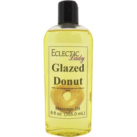 Eclectic Lady Glazed Donut Massage Oil, 8 oz, With Sweet Almond Oil and Jojoba Oil, Preservative Free, Perfect for Aromatherapy and Relaxation