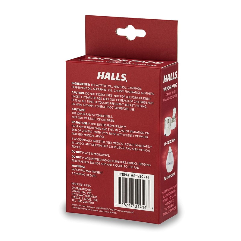 Crane Halls Scented Vapor Pads for Humidifier and Steam Inhaler,