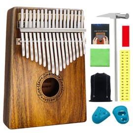FINETHER Kalimba Thumb Piano, African Musical Instrument, Kalimba, 17 Keys, Handmade Wood, Aishiki, Wood Color, Healing Music, For Beginners, Music Instructions, Scale Scales, Accessories, Tuning